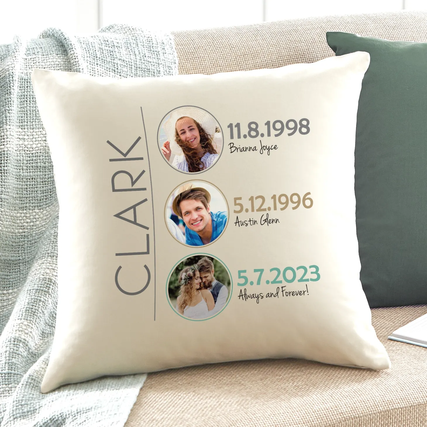 Fun Family History Photo Throw Pillow
