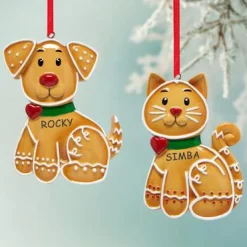Gingerbread Dog and Cat Ornament