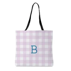 Gingham Initial Tote Bag