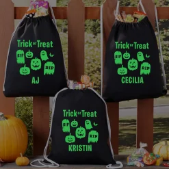Glow-in-the-Dark Graveyard Drawstring Treat Bag