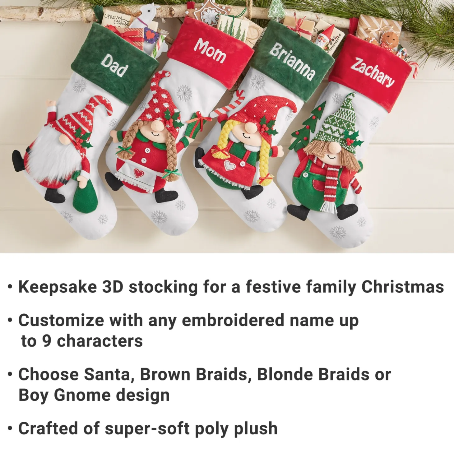 Gnome Family Plush Stocking