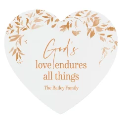 God's Love Endures Wood Heart