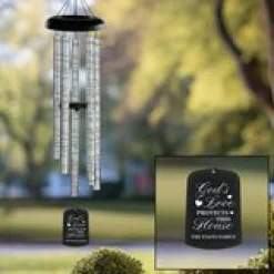 God's Love Protects This Home Stained Glass Wind Chime