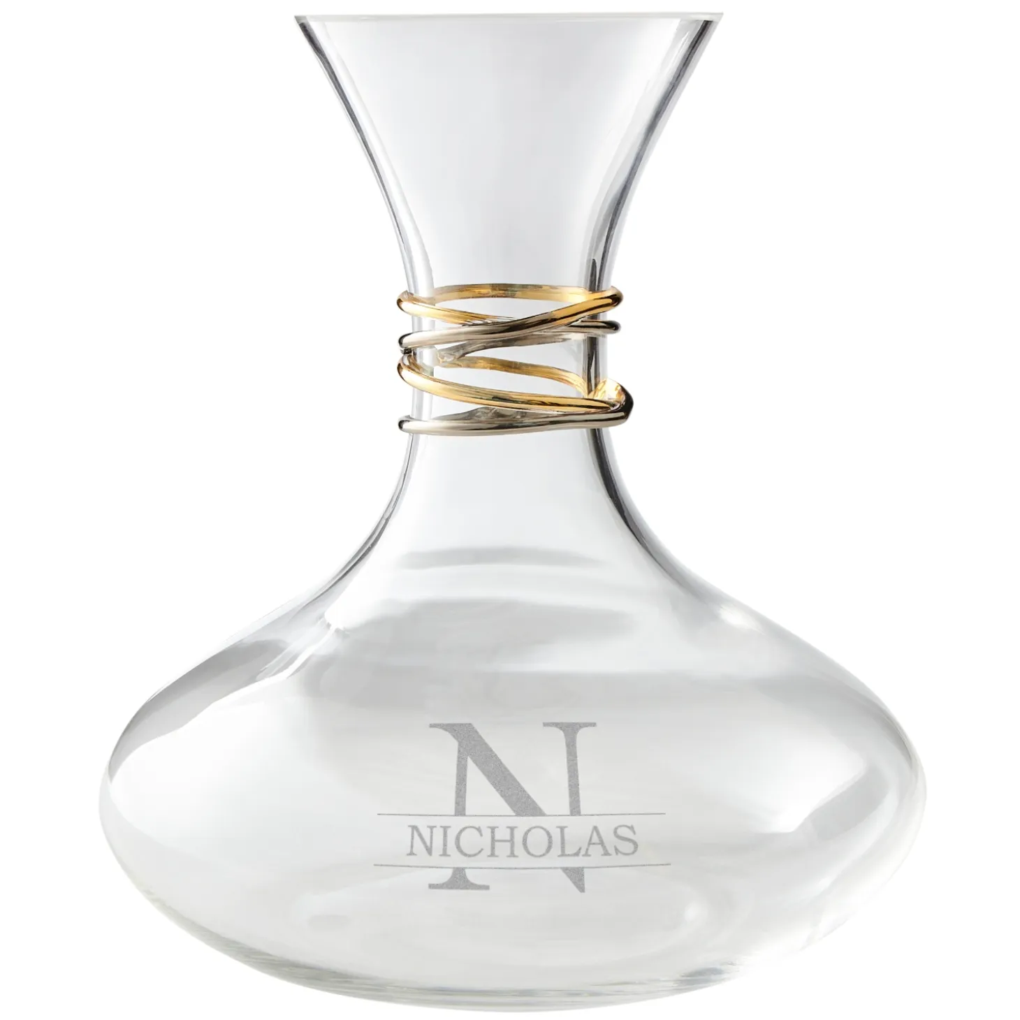 Golden Reflections Engraved Wine Decanter