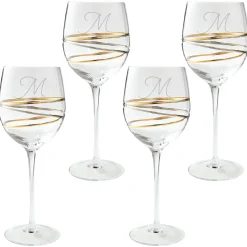 Golden Reflections Engraved Wine Glass