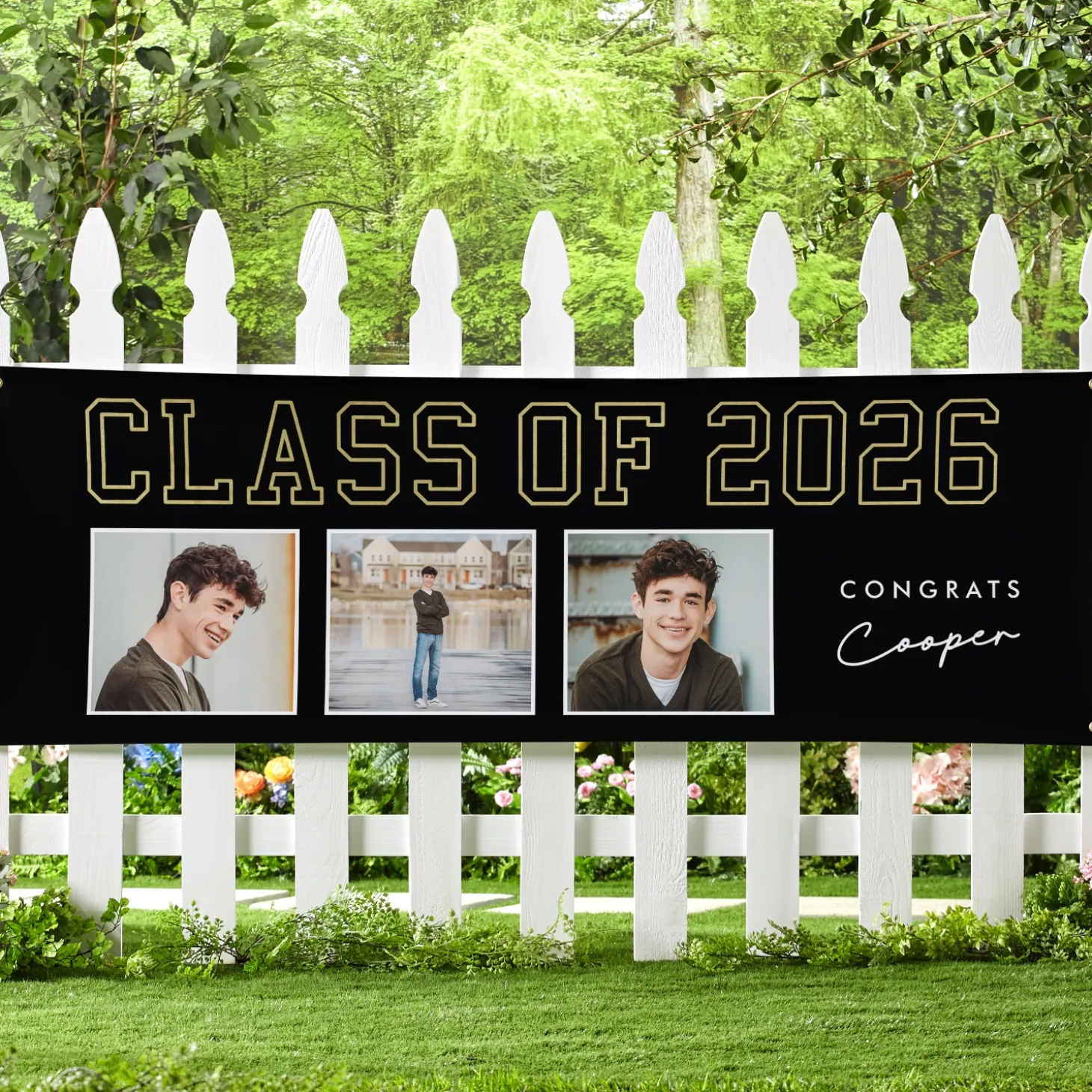 Golden Trio Graduation Photo Banner