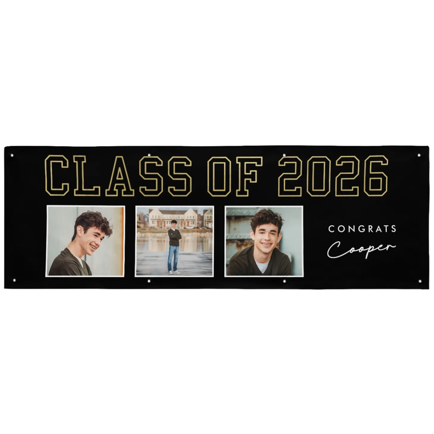 Golden Trio Graduation Photo Banner