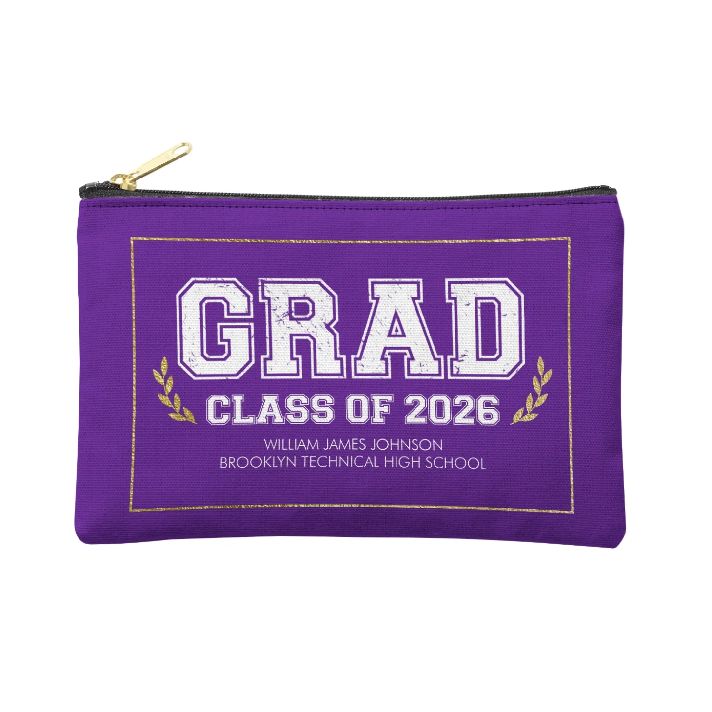 Graduation Scroll School Colors Zipper Pouch