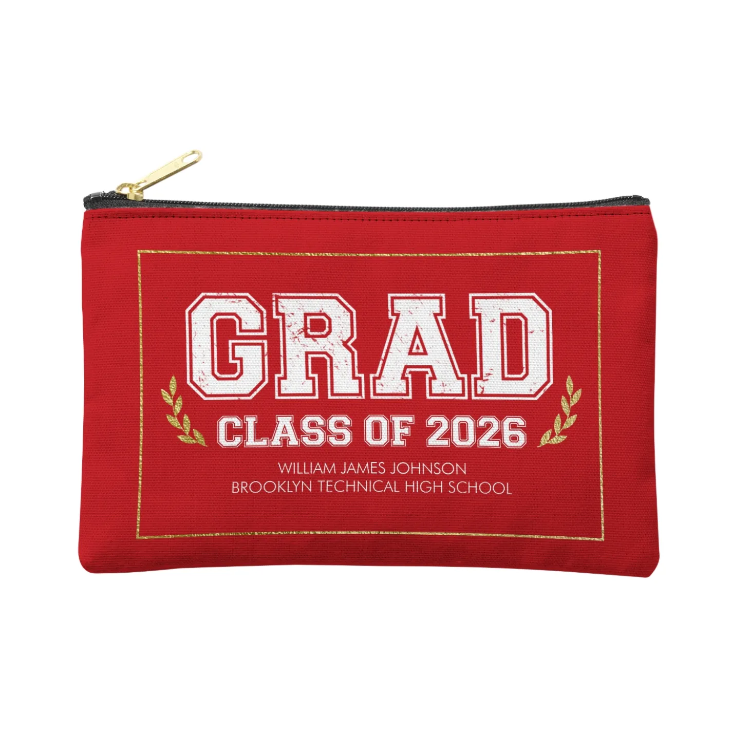Graduation Scroll School Colors Zipper Pouch
