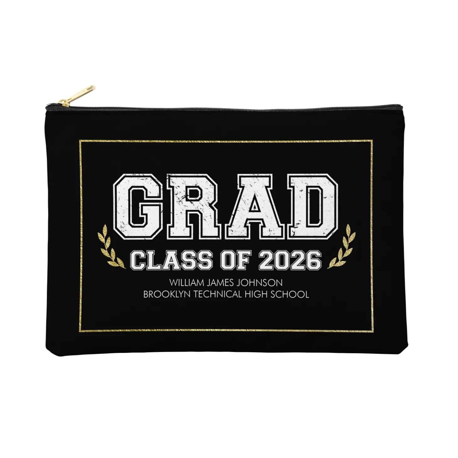 Graduation Scroll School Colors Zipper Pouch