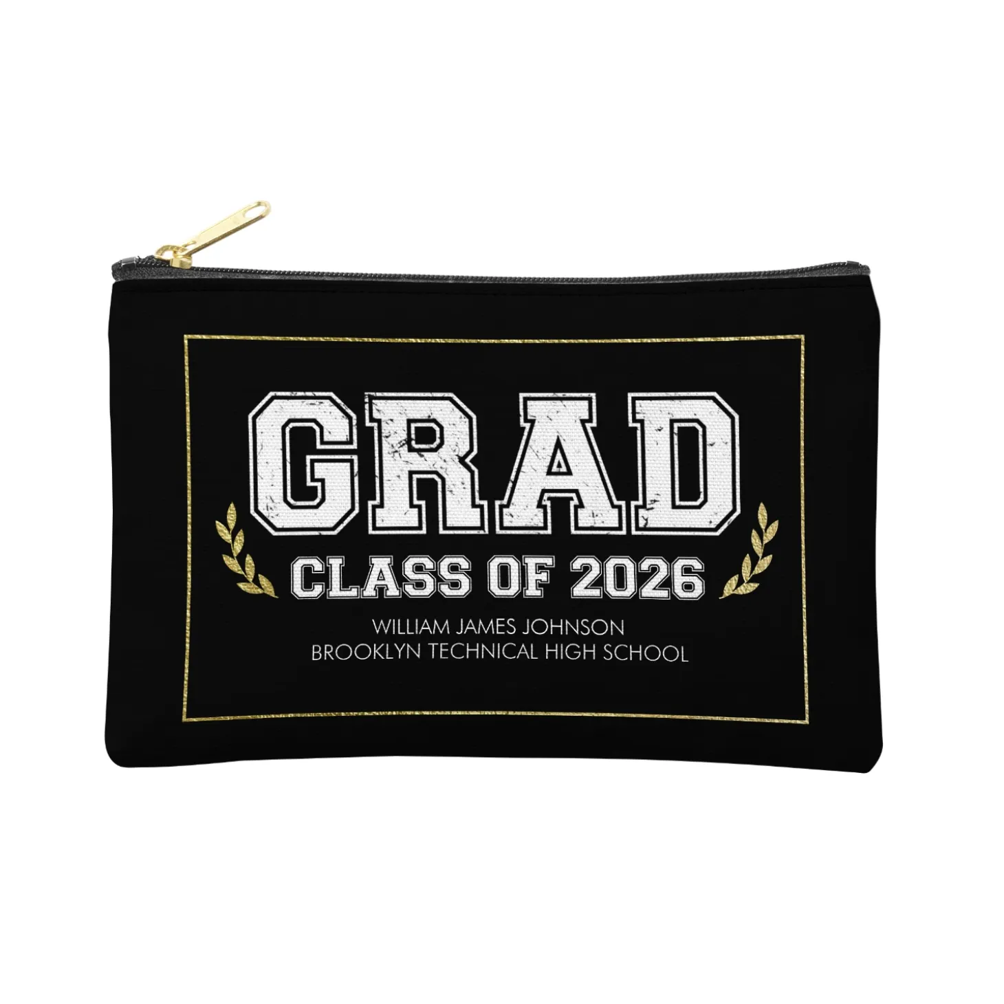 Graduation Scroll School Colors Zipper Pouch
