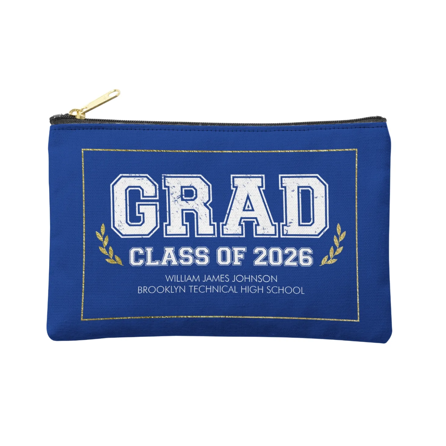 Graduation Scroll School Colors Zipper Pouch