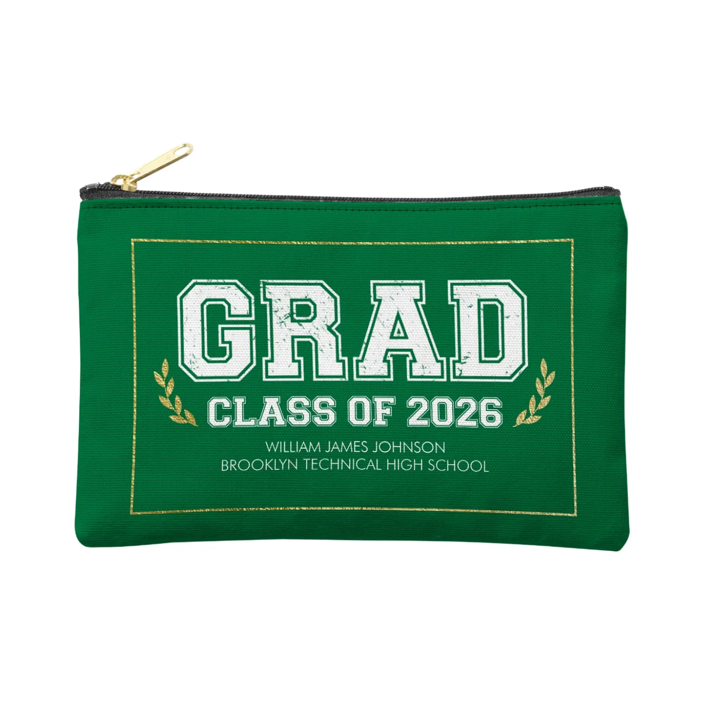 Graduation Scroll School Colors Zipper Pouch
