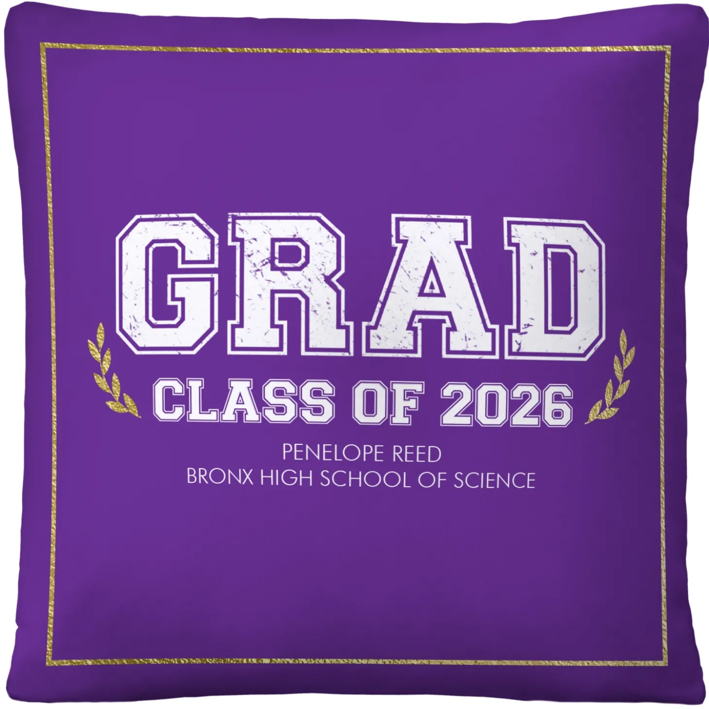 Graduation Scroll School Colors Throw Pillow