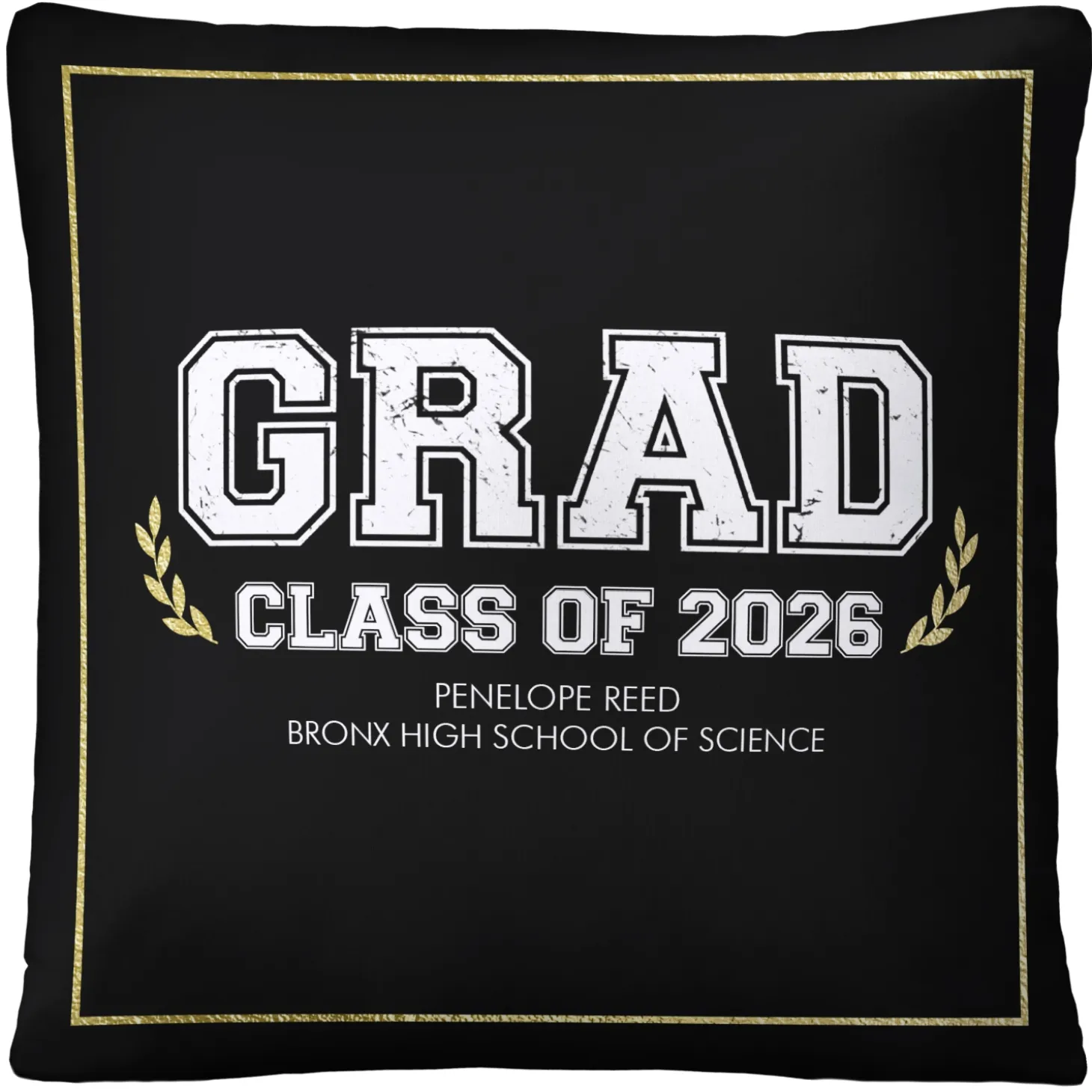 Graduation Scroll School Colors Throw Pillow
