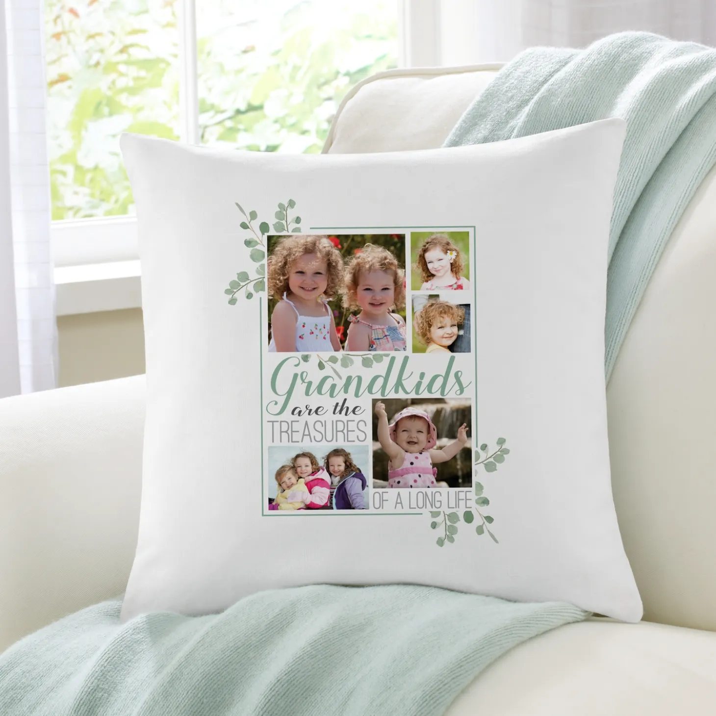 Grandkids Are Treasures Photo Throw Pillow