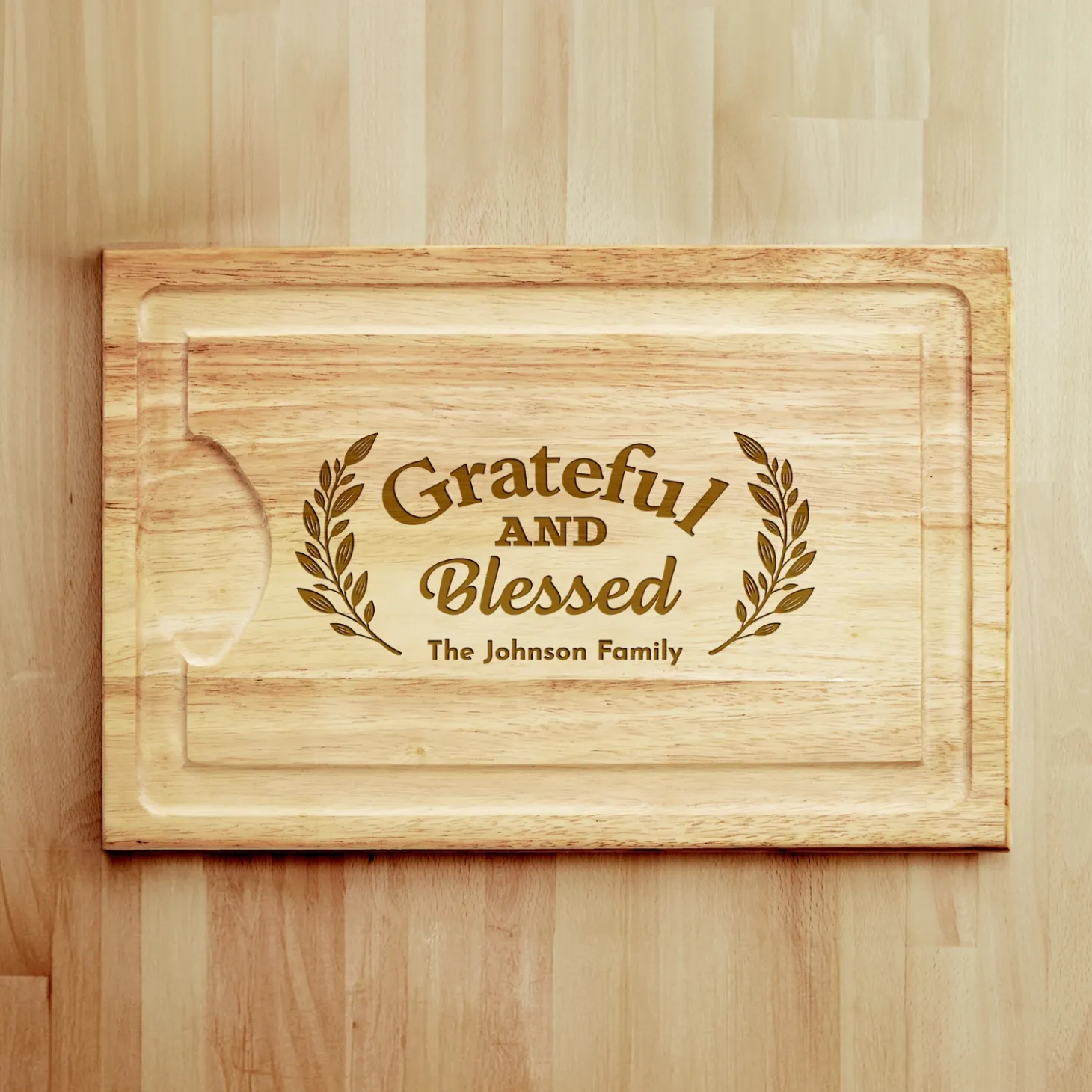 Grateful and Blessed Maple Wood Cutting Board