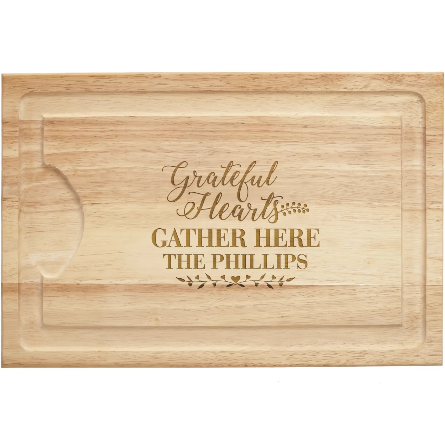 Grateful Hearts Maple Wood Cutting Board