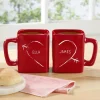 Half Heart Red Square Mug Set