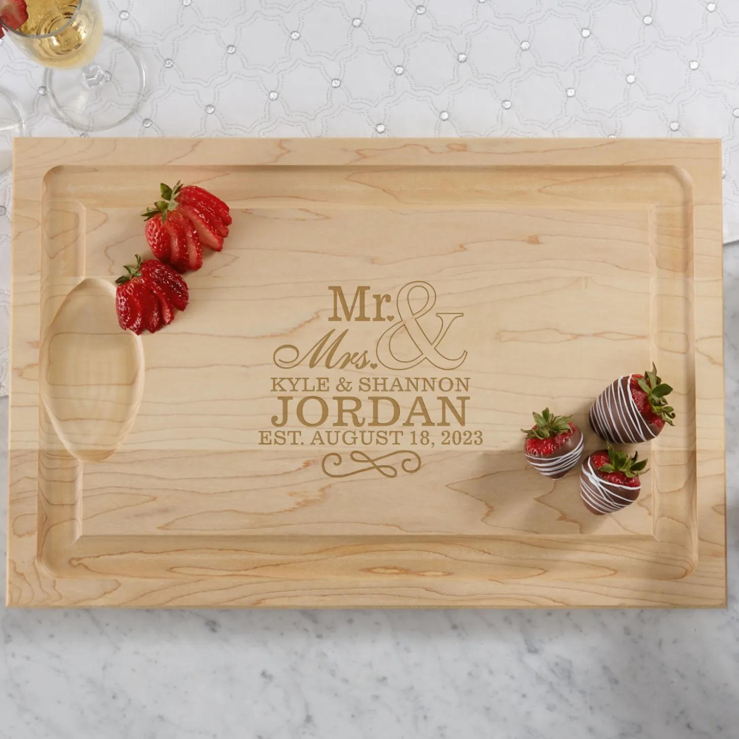 Happy Couple Maple Wood Cutting Board