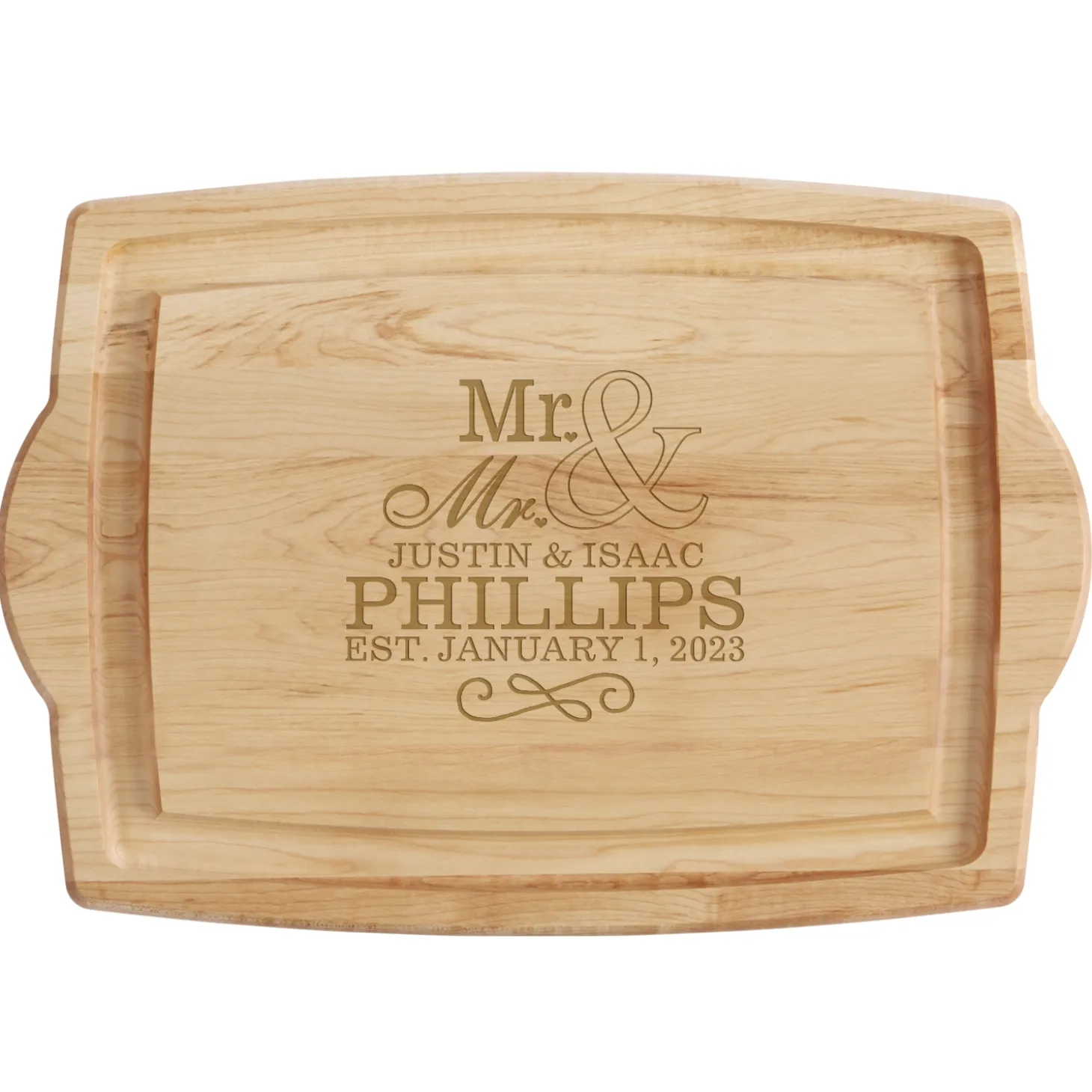 Happy Couple Maple Wood Cutting Board