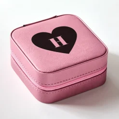 Heart Initial Travel Jewelry Box