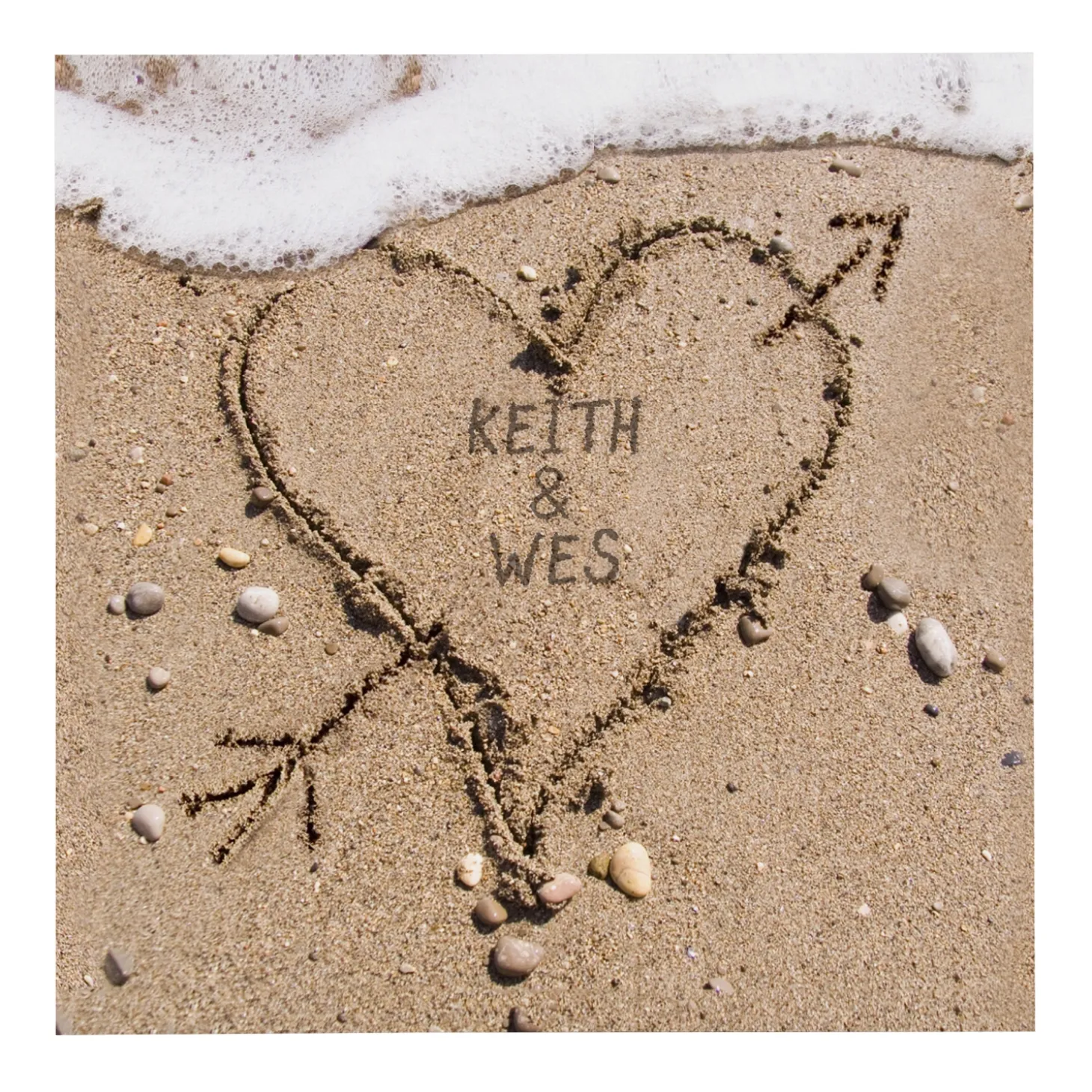 Heart in Sand Wood Block