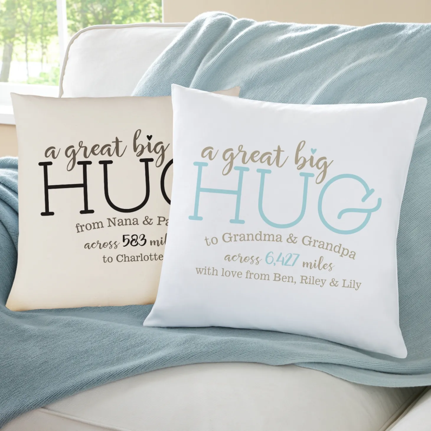 Hugs From Far Away Throw Pillow