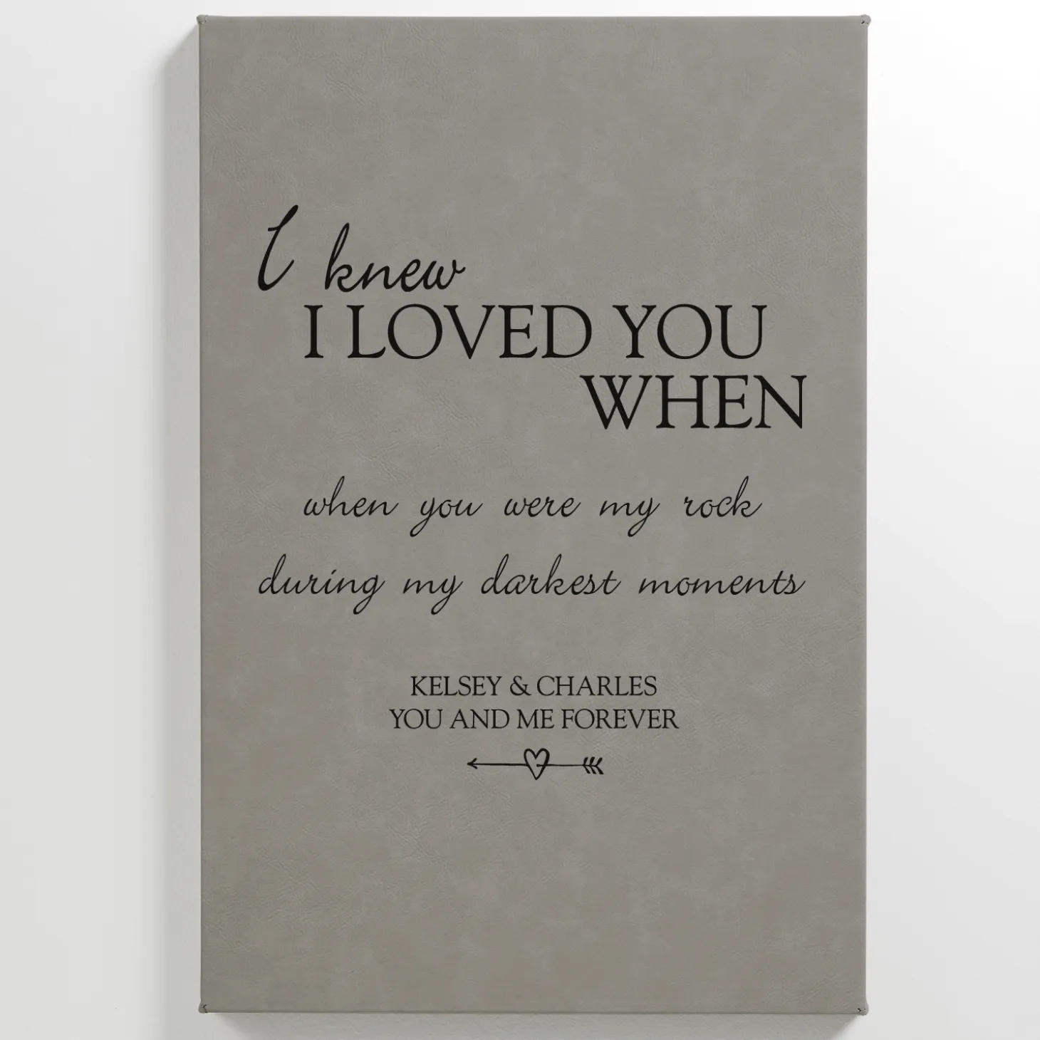 I Knew I Loved You When Leather Wall Art