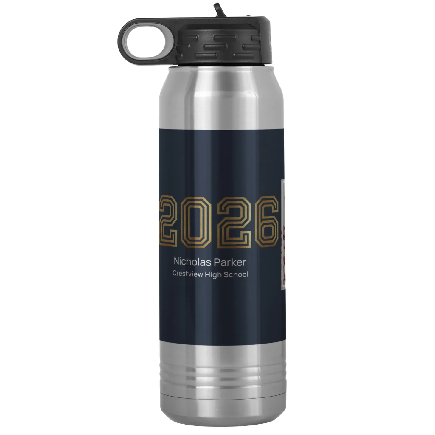 Illuminated Year Graduation Photo Stainless Steel Water Bottle
