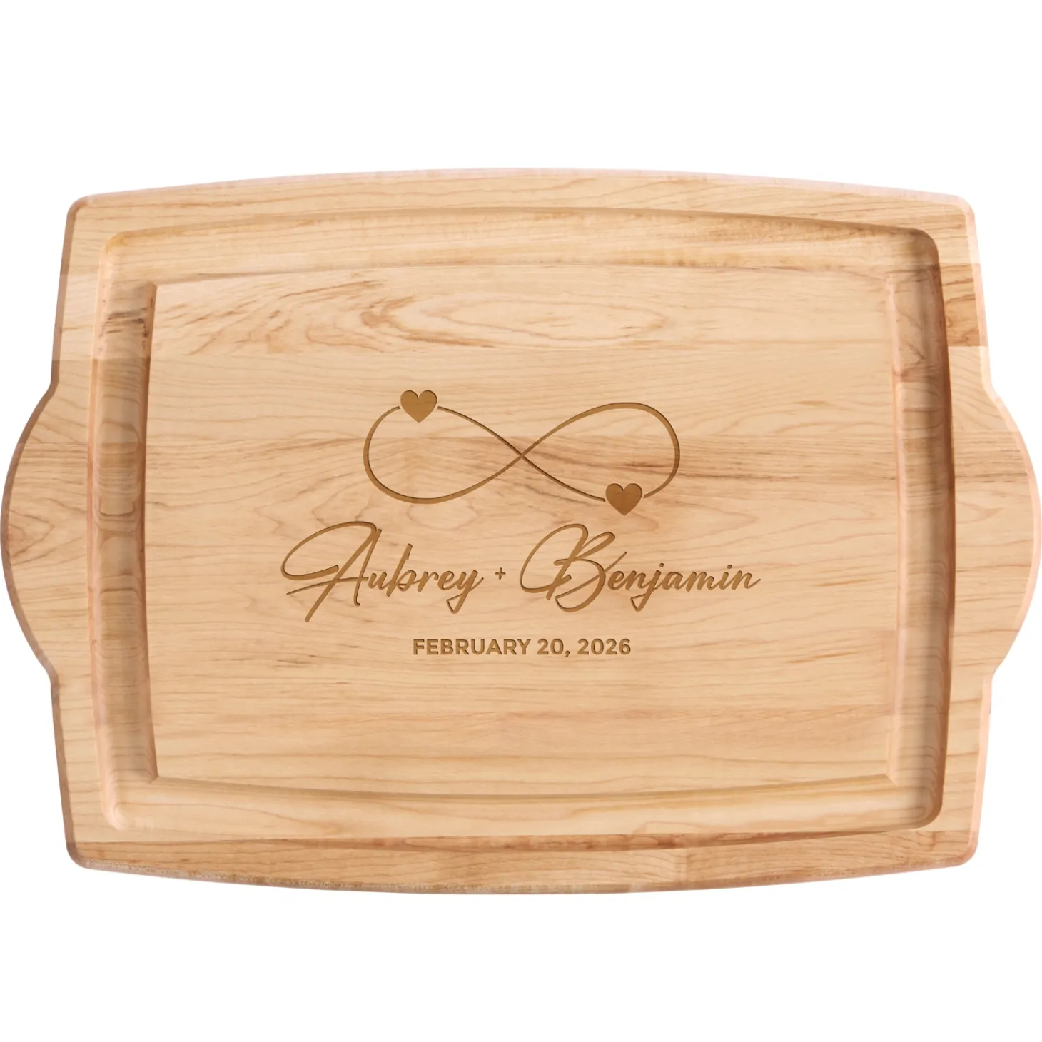 Infinite Hearts Maple Wood Cutting Board