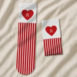 Initial Heart Stripes Socks