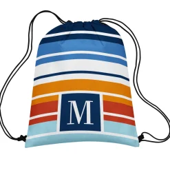 Initial Stripes Drawstring Bag