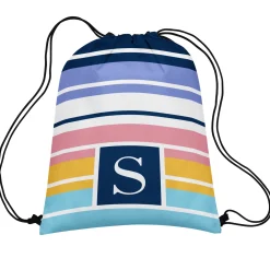 Initial Stripes Drawstring Bag