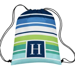 Initial Stripes Drawstring Bag