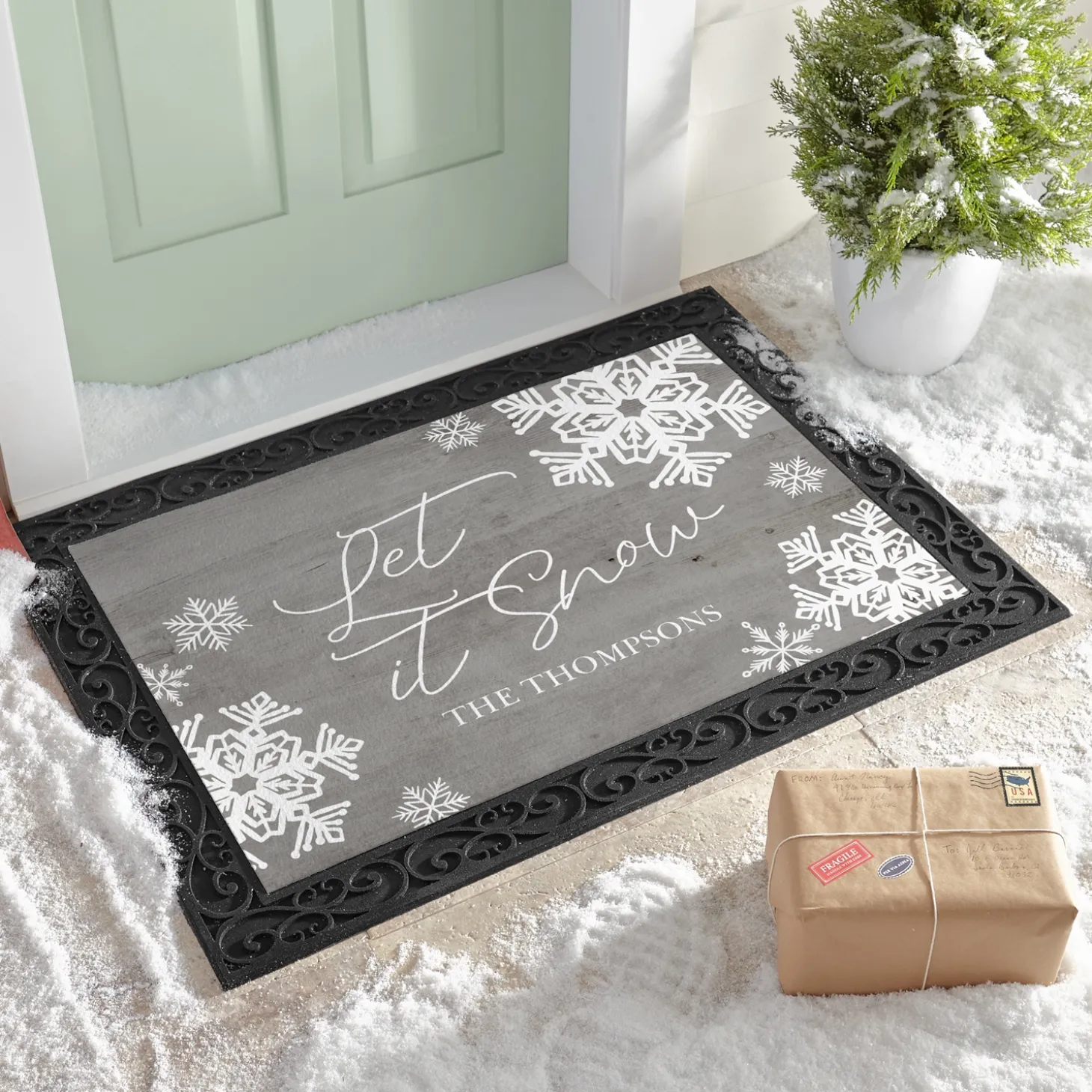 Let It Snow Snowflake Doormat