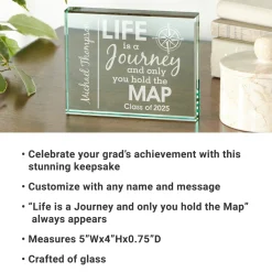 Life Is A Journey Graduation Glass Block
