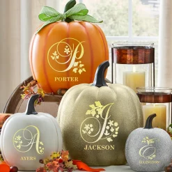 Light-Up Floral Name Pumpkin