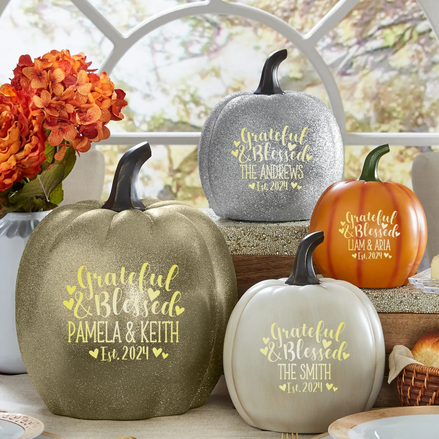 Light-Up Grateful & Blessed Pumpkin