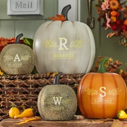 Light-Up Laurel Branch Pumpkin