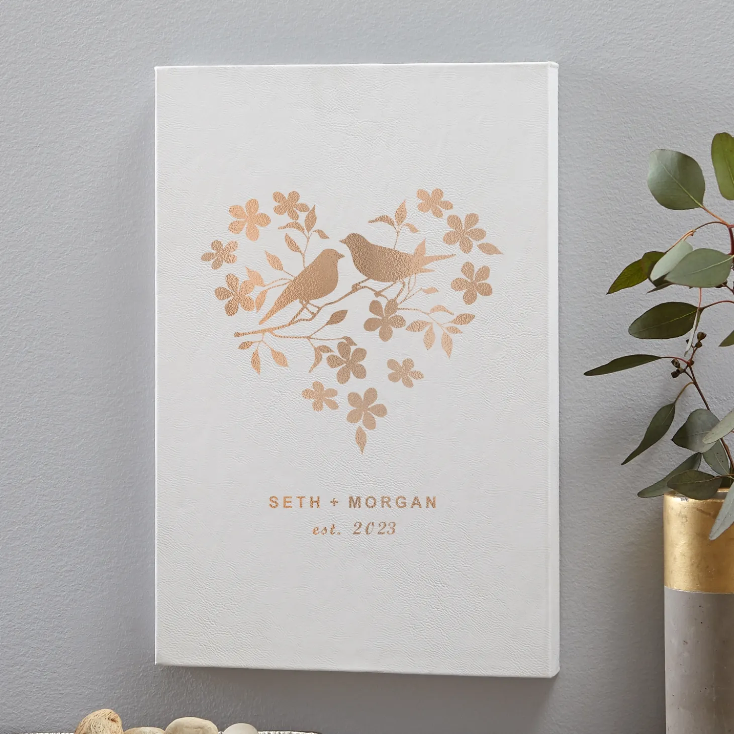 Love Birds Leather Wall Art