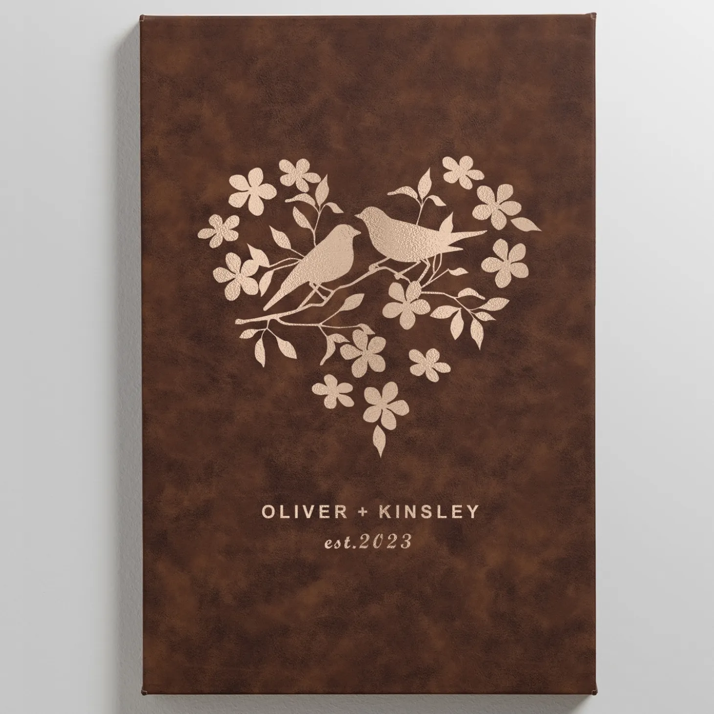 Love Birds Leather Wall Art