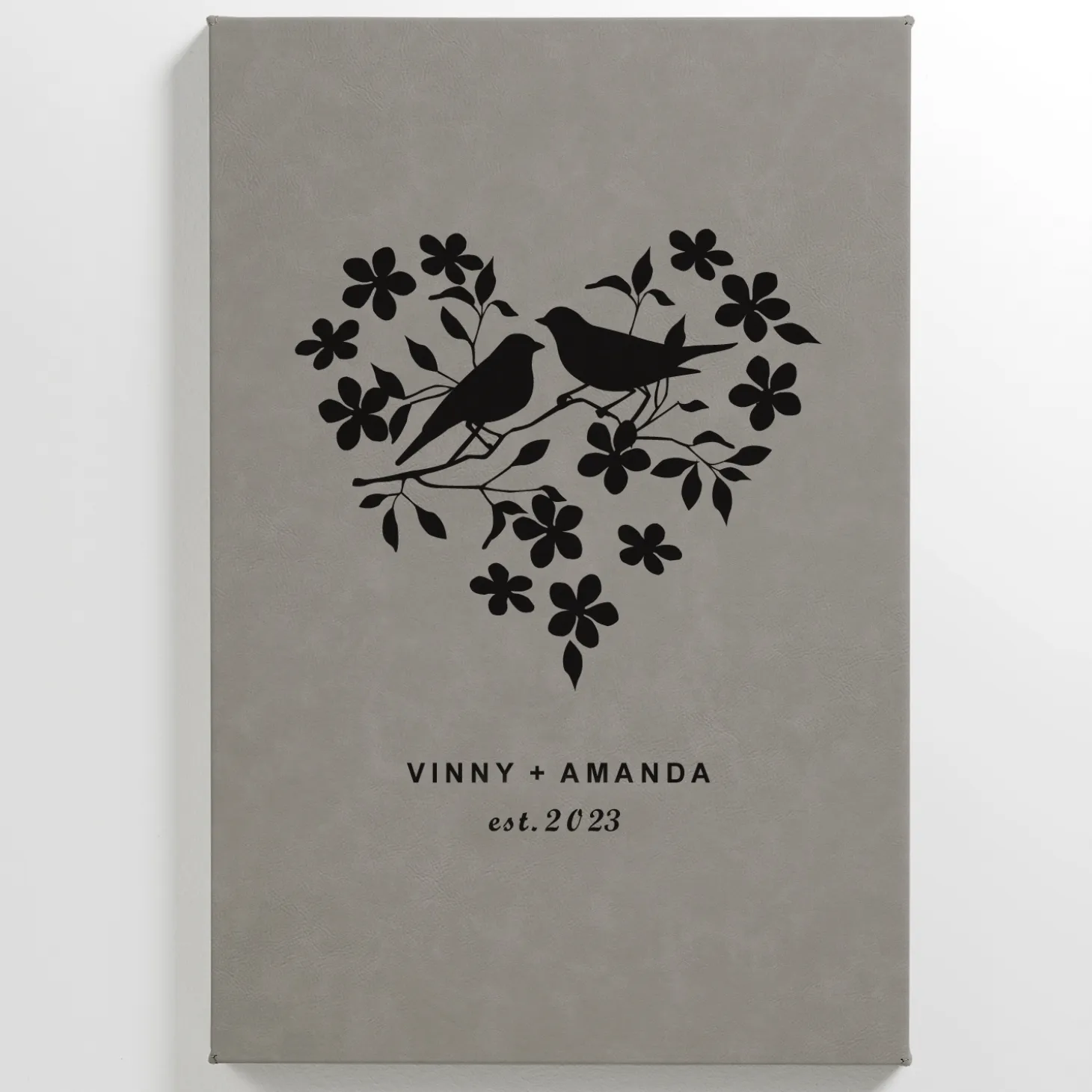 Love Birds Leather Wall Art