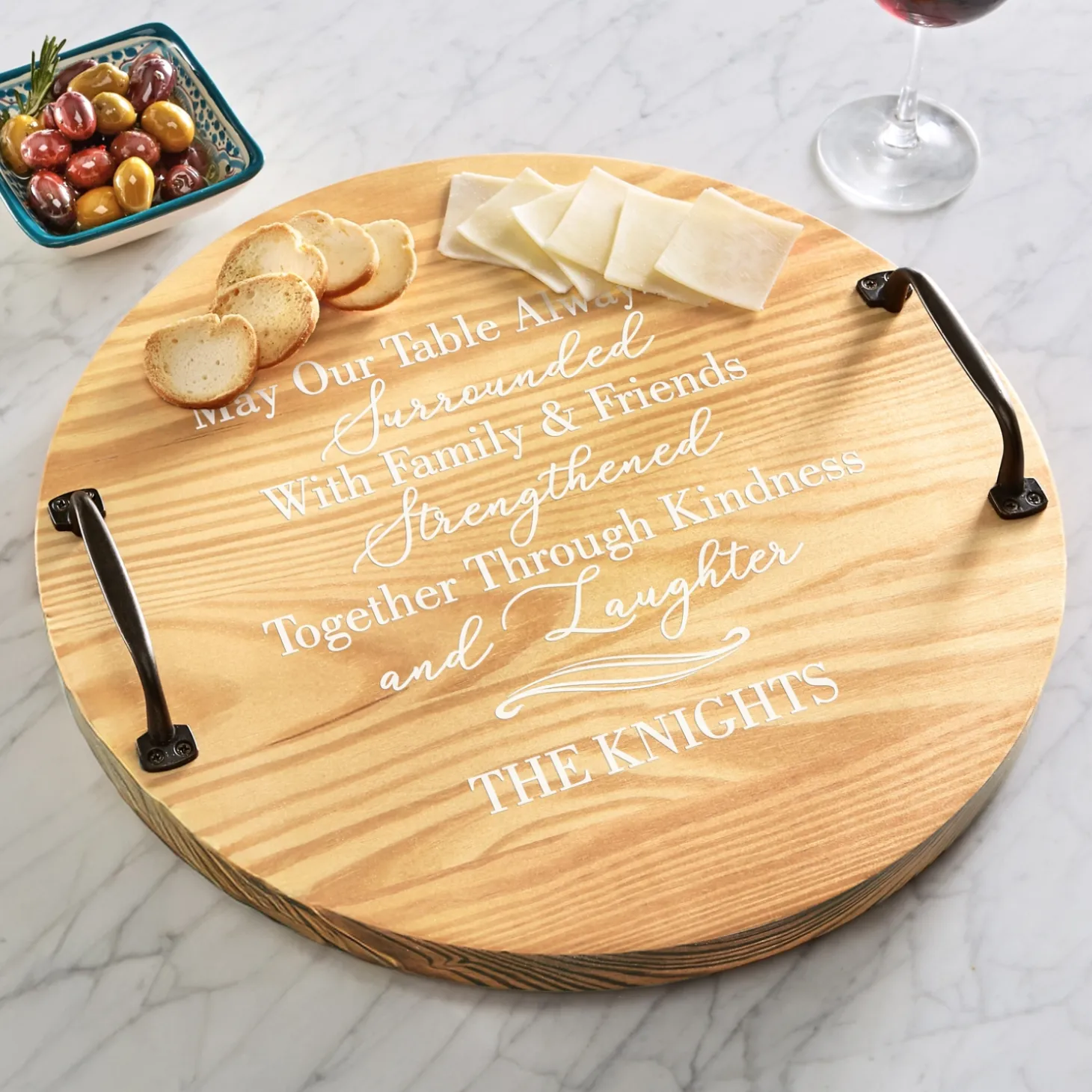 Love & Family Classic Pine Wood Barrel Tray