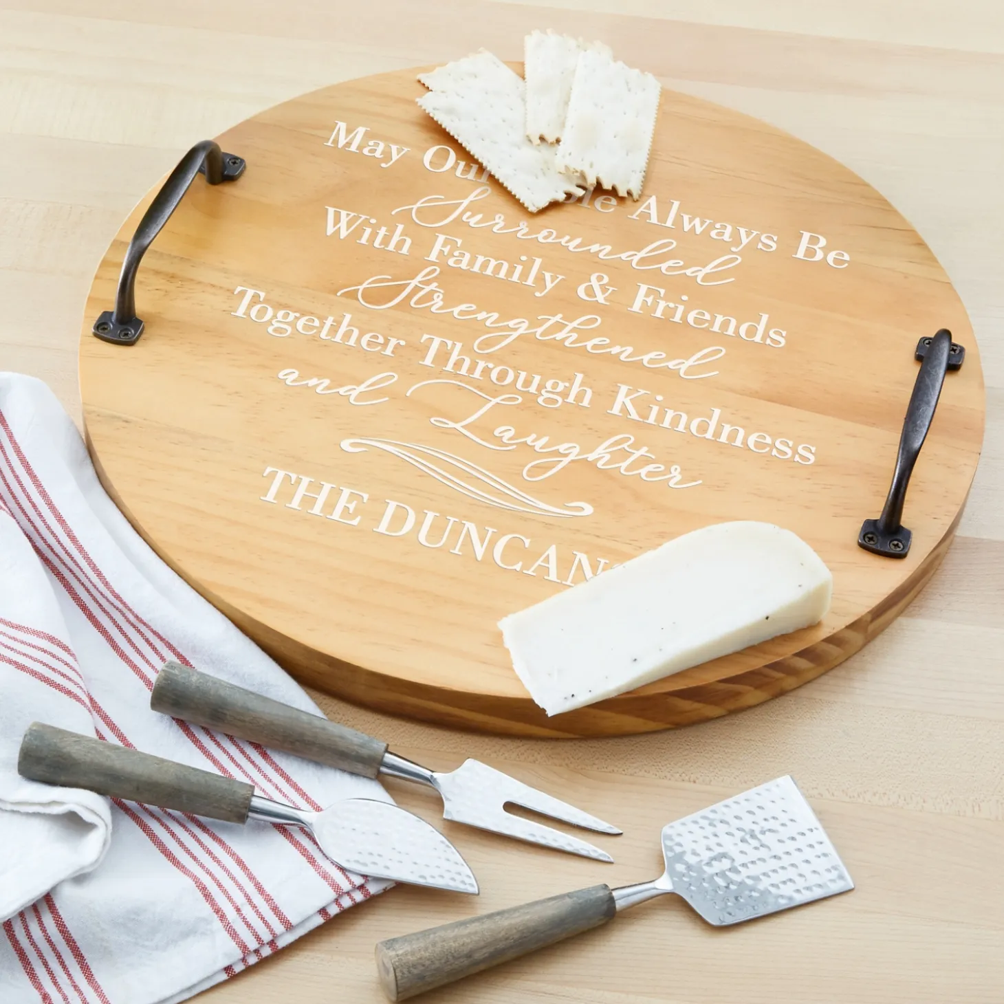 Love & Family Classic Pine Wood Barrel Tray