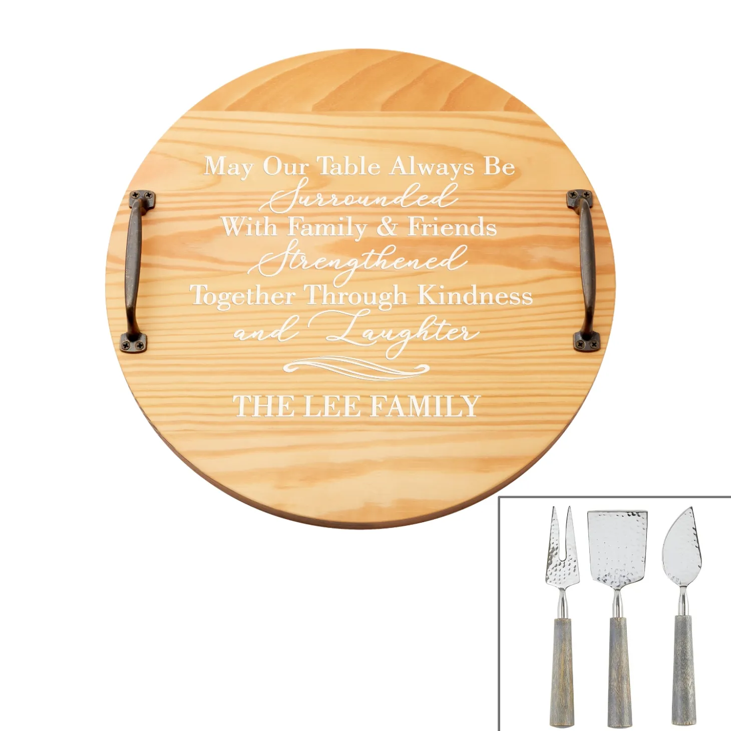 Love & Family Classic Pine Wood Barrel Tray