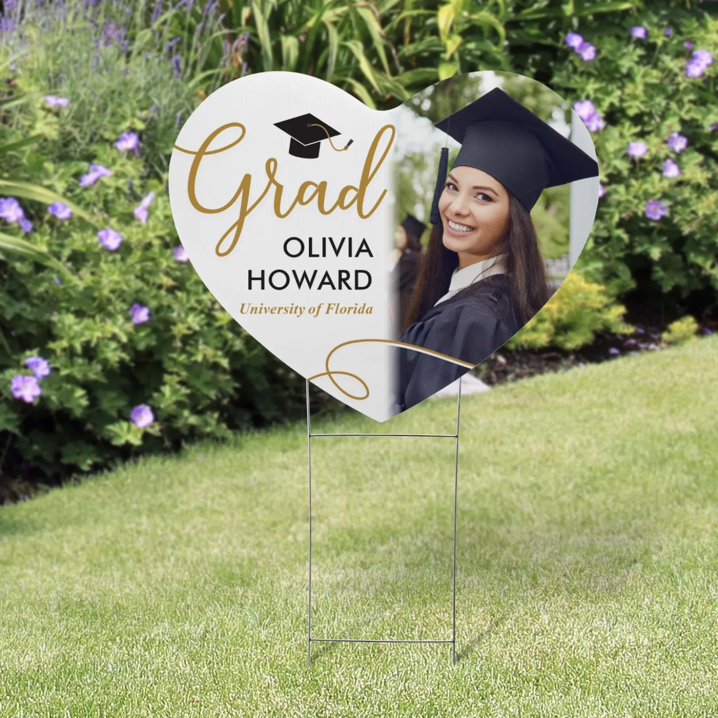 Love For Grad Photo Heart Yard Sign
