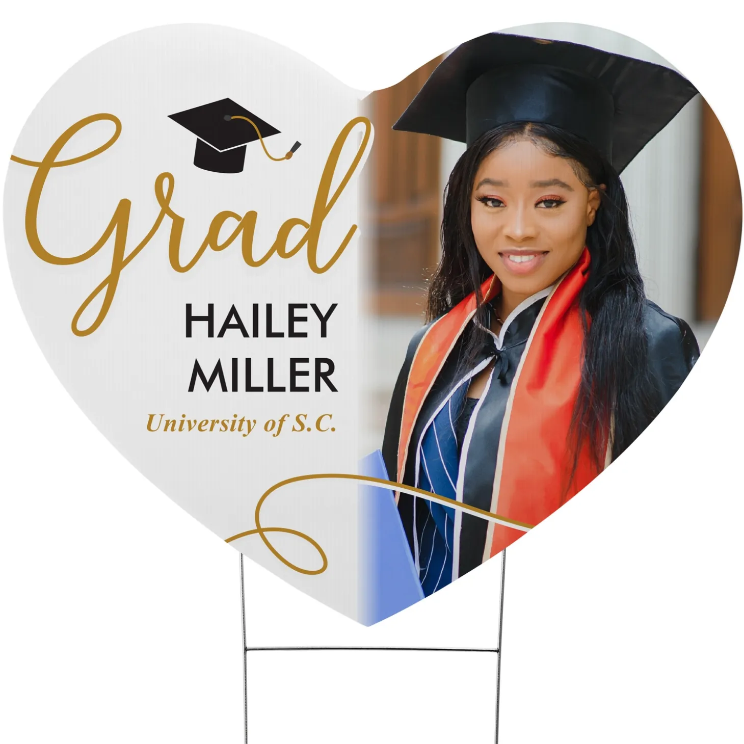Love For Grad Photo Heart Yard Sign
