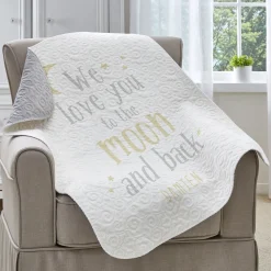 Love You To The Moon Quilted Baby Blanket