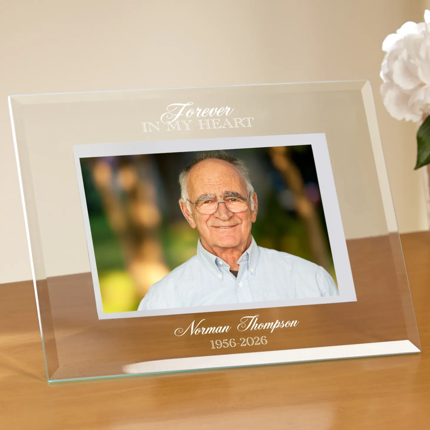 Memorial Etched Glass Frame